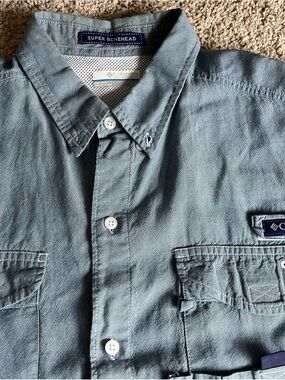 Columbia Men’s Light Blue fishing Button-Down Shirt